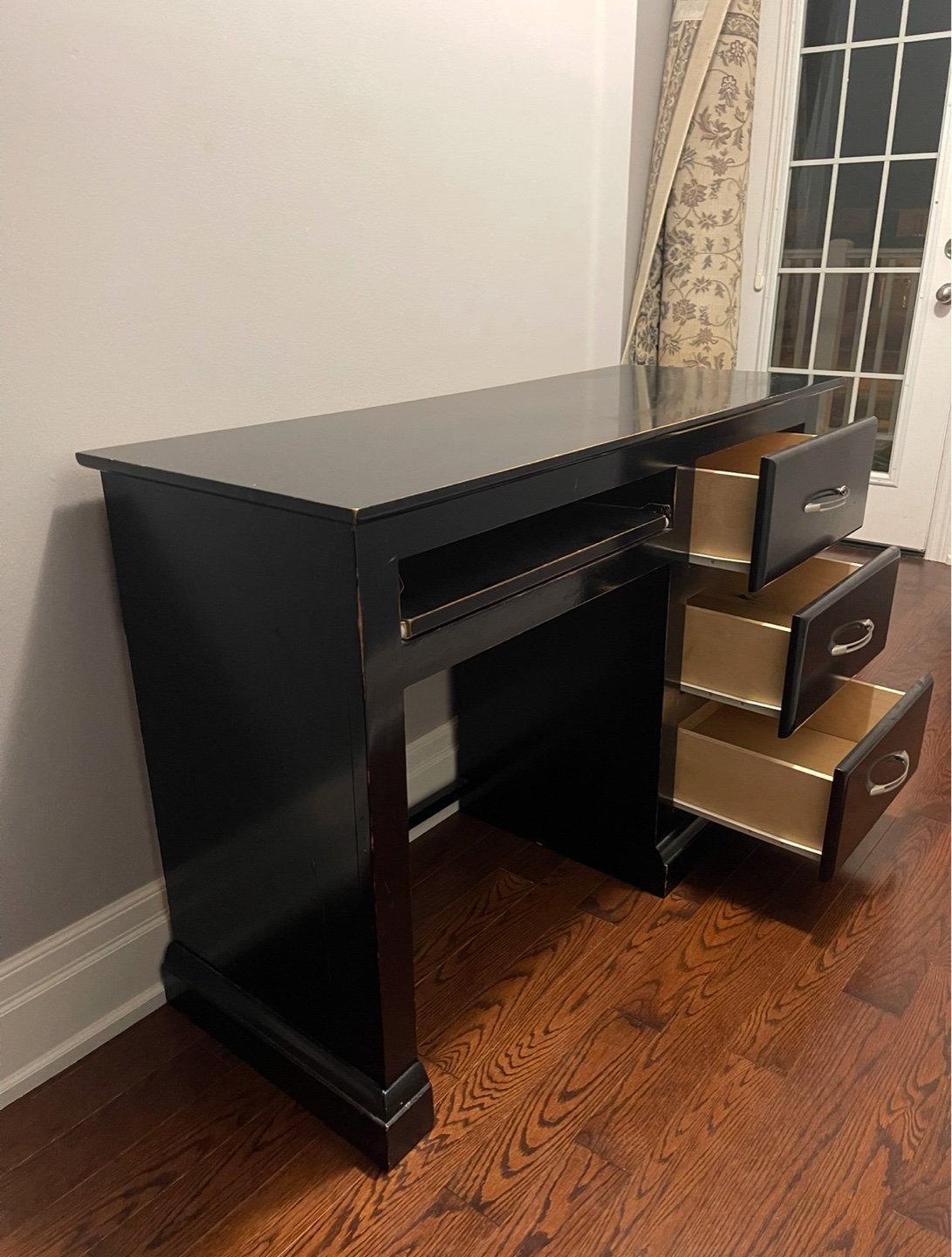 Black Computer Desk with Three Drawers