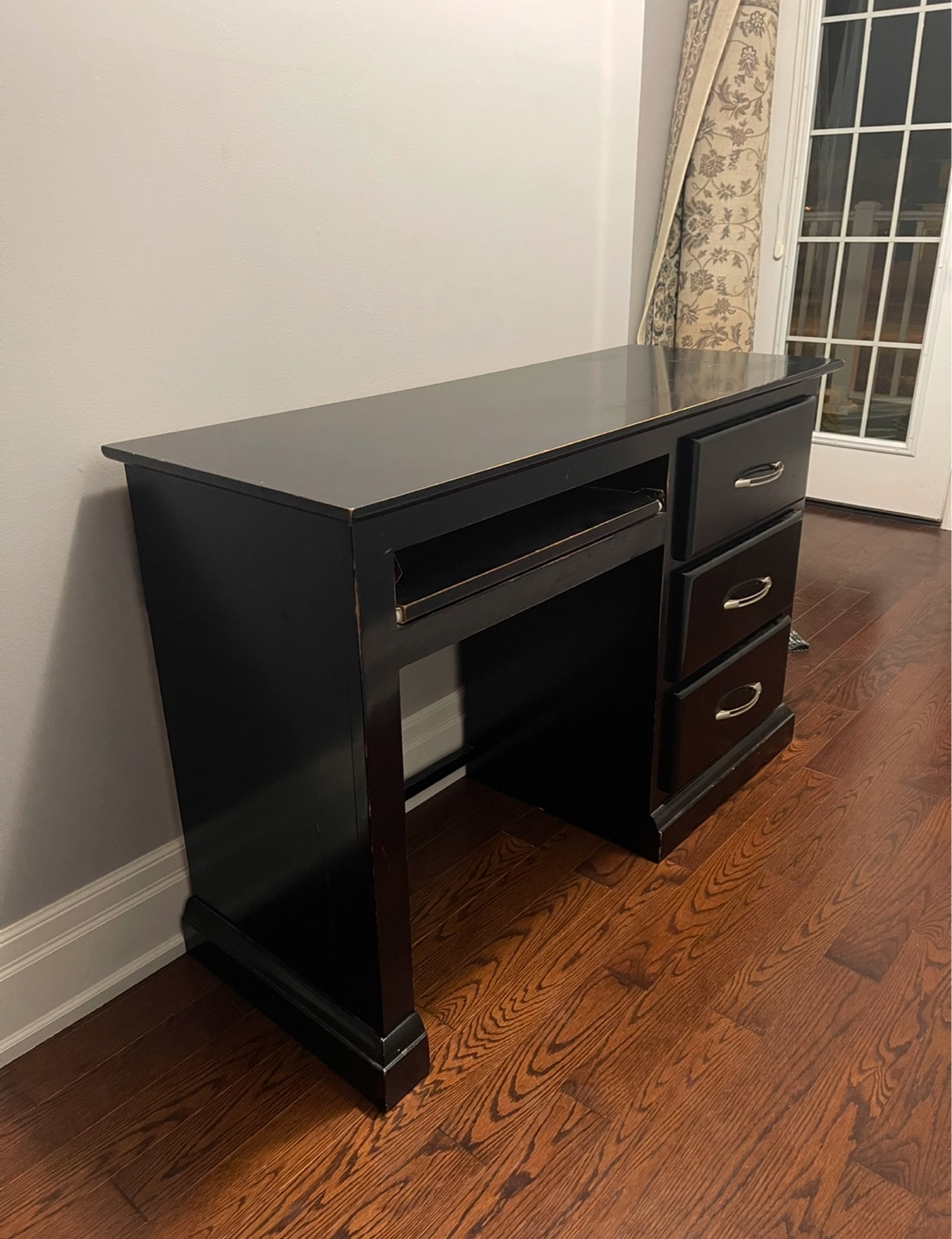 Black Computer Desk with Three Drawers - photo 2