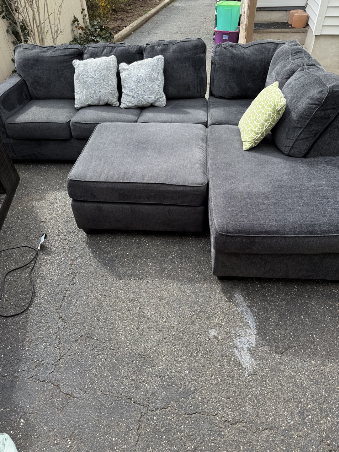 Dark Gray Sectional Sofa with Ottoman - photo 2