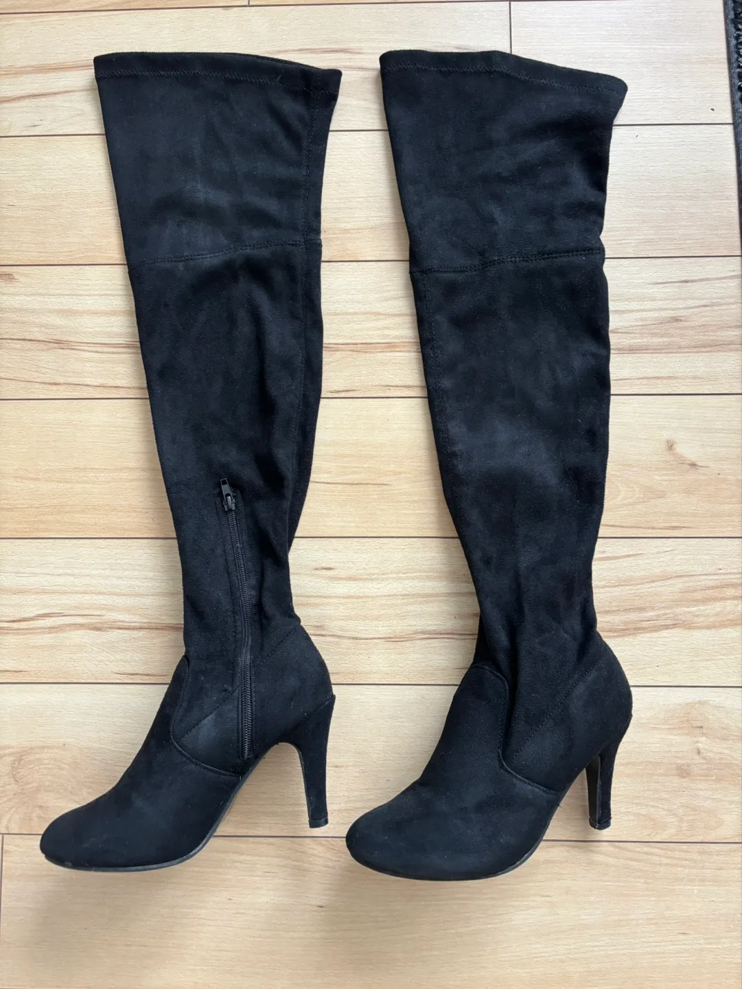 Black Over-the-Knee Suede Boots thumbnail