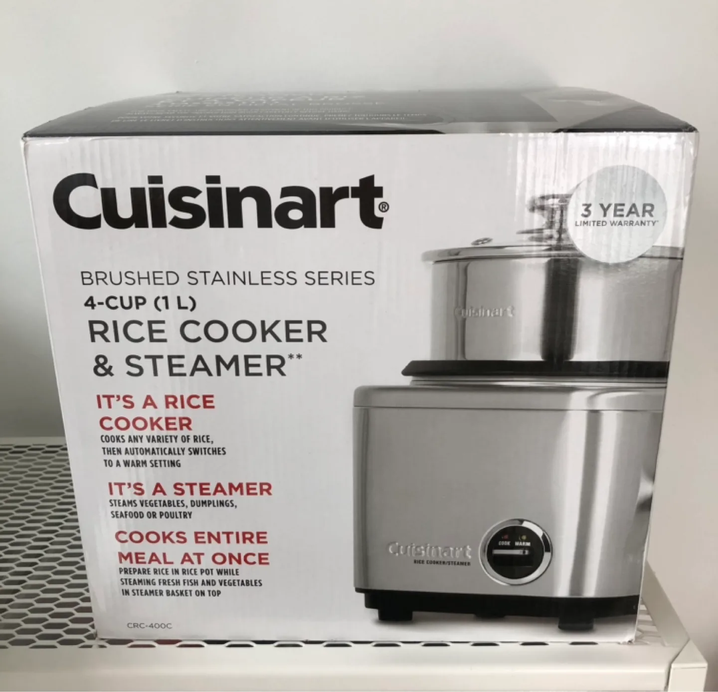Cuisinart 4-Cup Rice Cooker & Steamer (CRC-400C) image indicator(2)