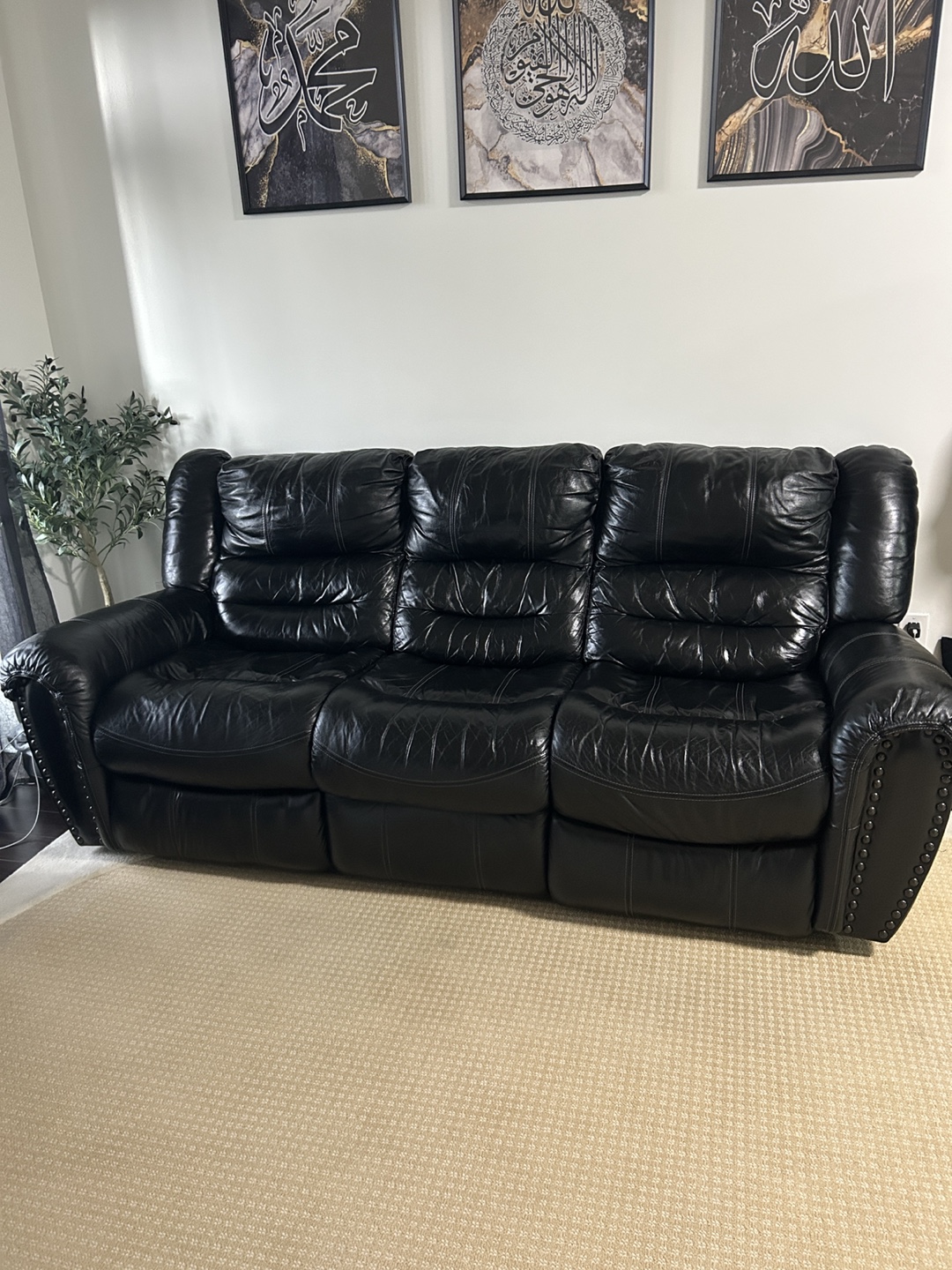 Black Leather electric Recliner sofa