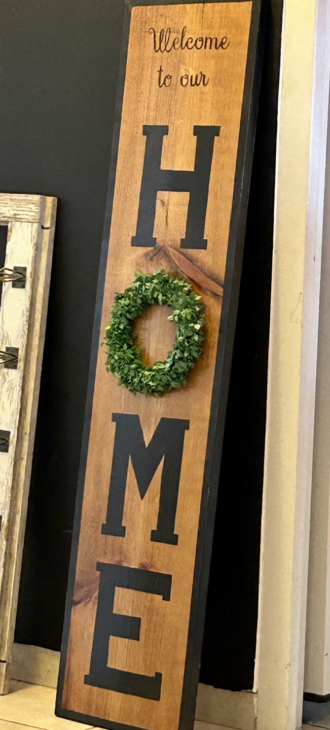 Welcome to Our Home Wooden Sign with Wreath