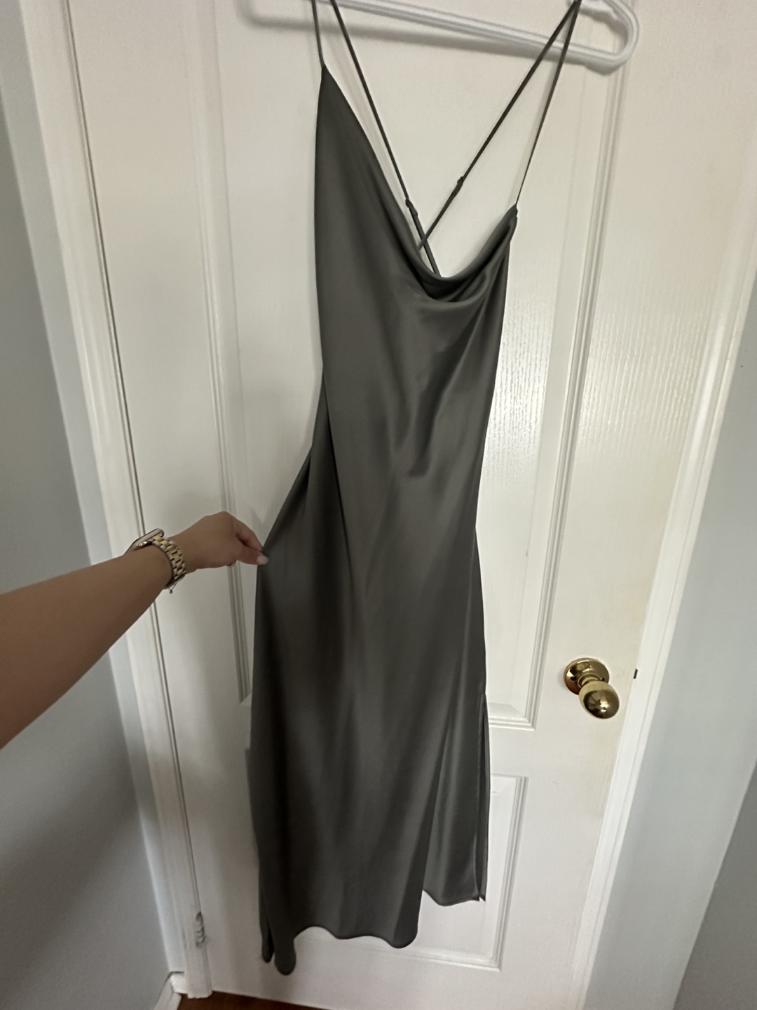 Dynamite Olive Green Satin Slip Dress