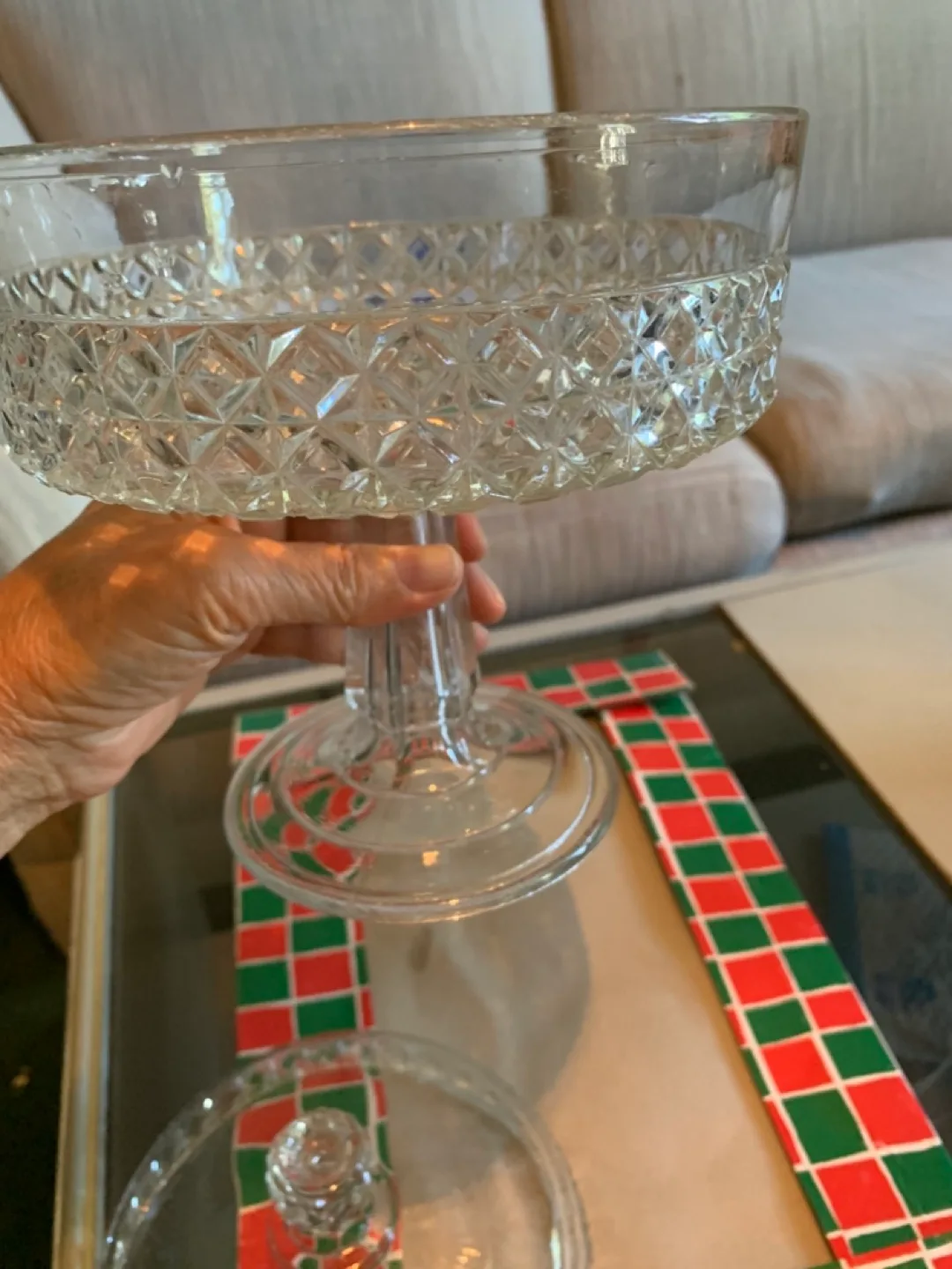 Large Vintage Crystal Covered Candy Dish image indicator(3)