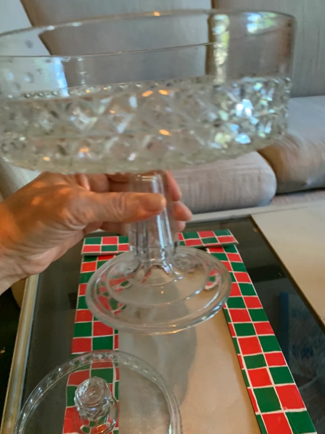 Large Vintage Crystal Covered Candy Dish image indicator(4)