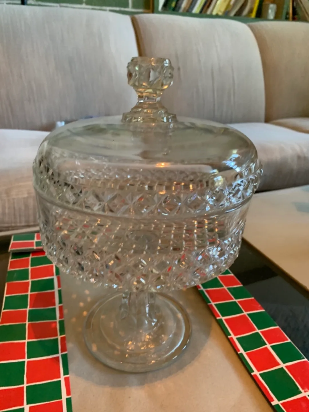 Large Vintage Crystal Covered Candy Dish image indicator(2)