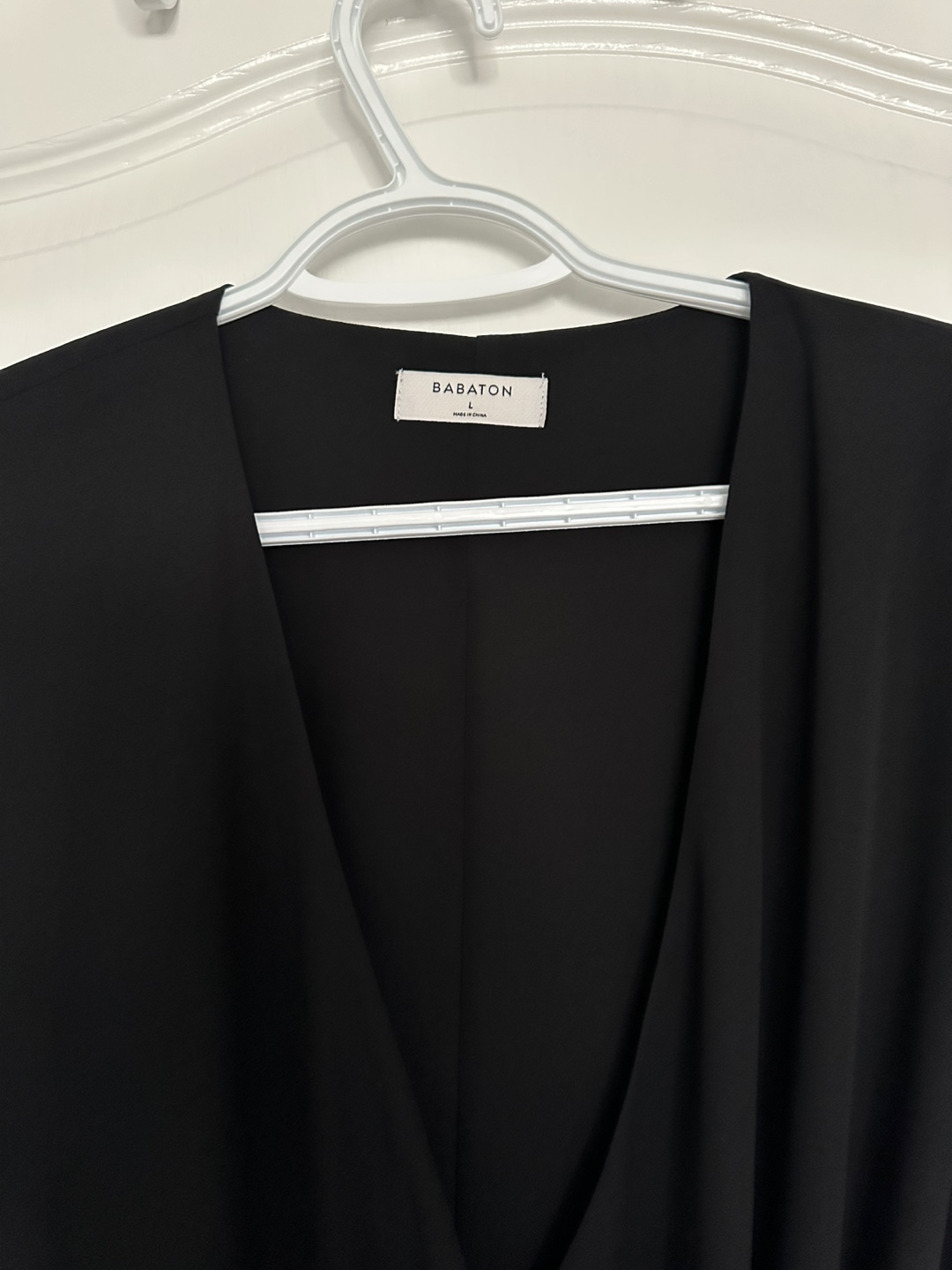 Babaton Black Wrap Mini Dress Size L - photo 3