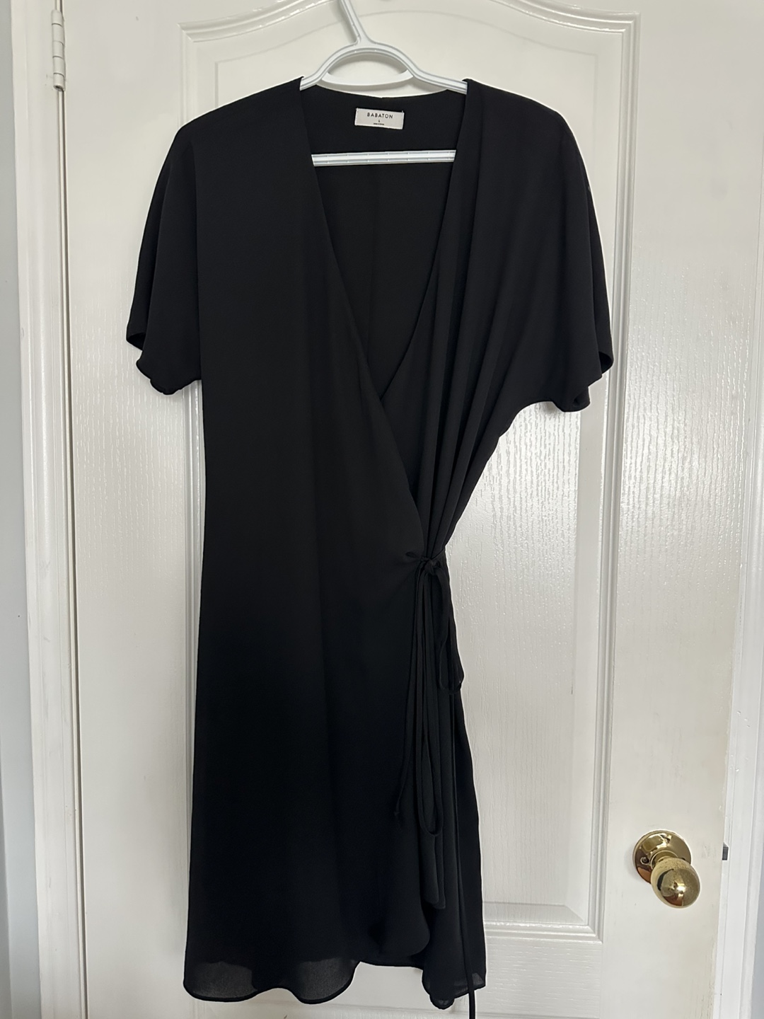 Babaton Black Wrap Mini Dress Size L