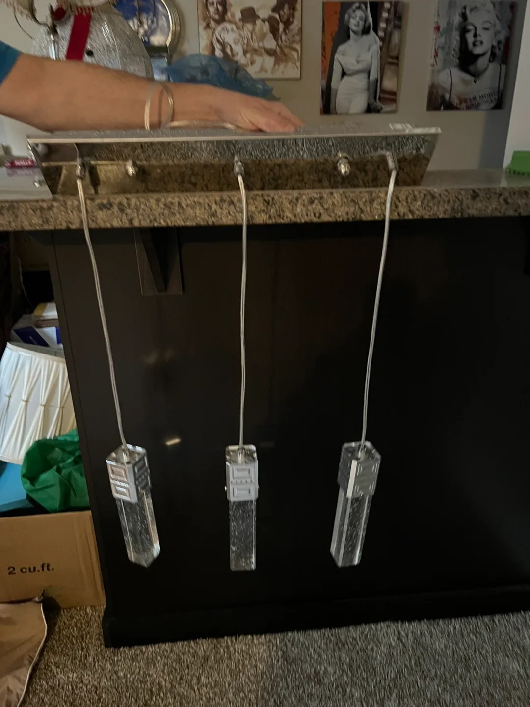 Modern Crystal Pendant Light Fixture - Set of Three thumbnail