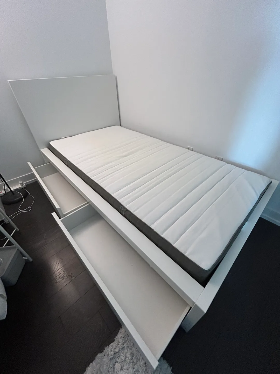 IKEA MALM Twin Bed Frame with Storage Drawers and Mattress image indicator(2)