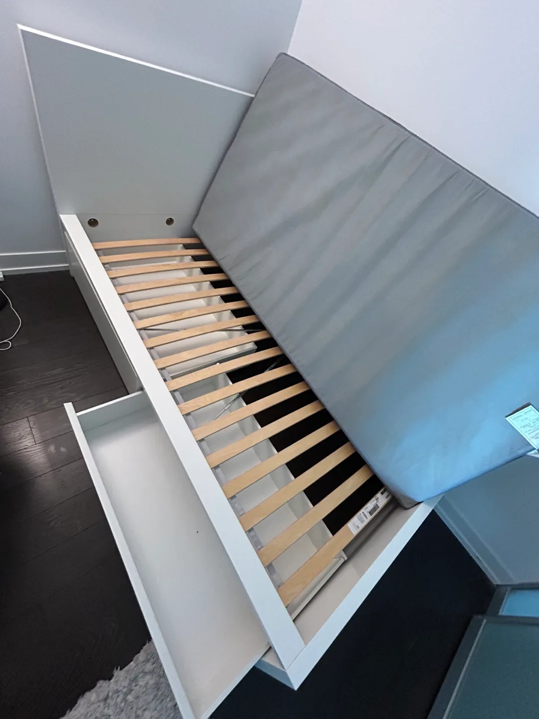 IKEA MALM Twin Bed Frame with Storage Drawers and Mattress image indicator(3)