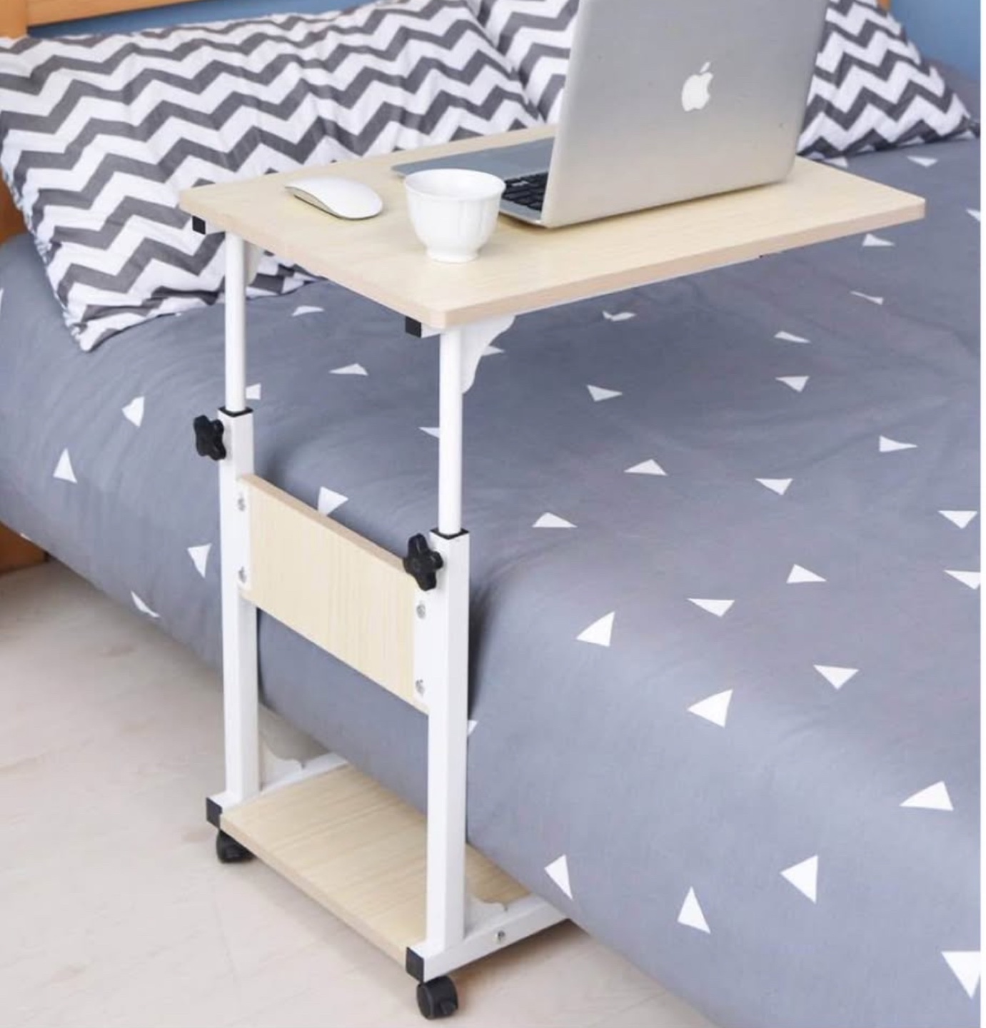 Overbed Adjustable Laptop Table with Wheels