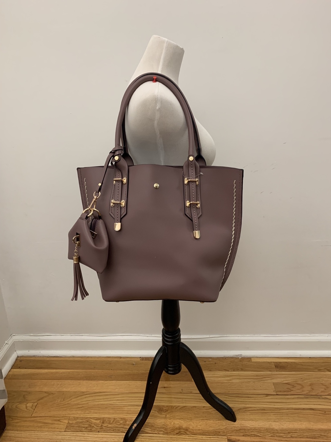 Gorgeous Mauve Tote Bag with Detachable Pouch