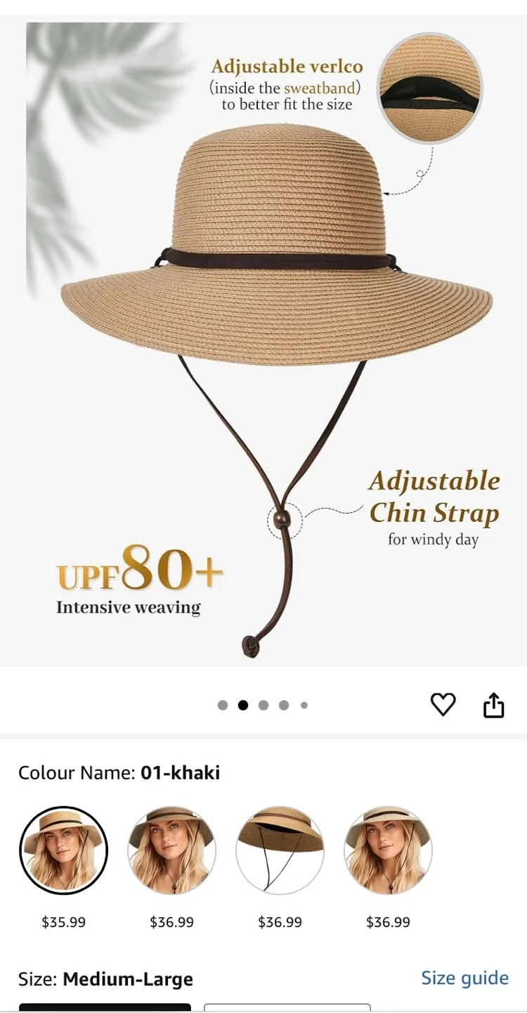 Furtalk UPF 80+ Sun Hat - Khaki - Medium-Large image indicator(5)