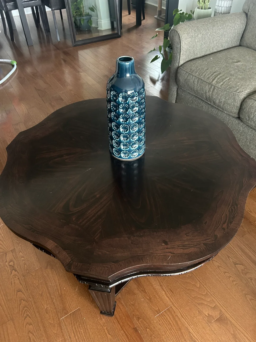 Dark Wood Coffee Table with 2 Drawers and Shelf thumbnail