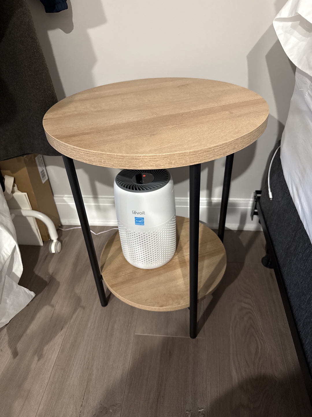 Round Side Table with Shelf