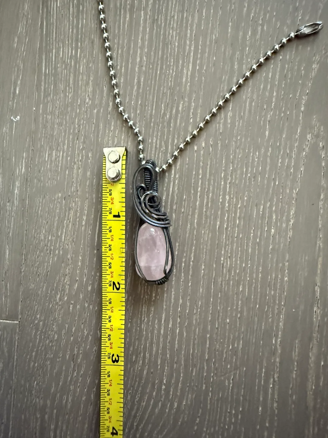Rose Quartz Wire Wrapped Pendant Necklace image indicator(4)