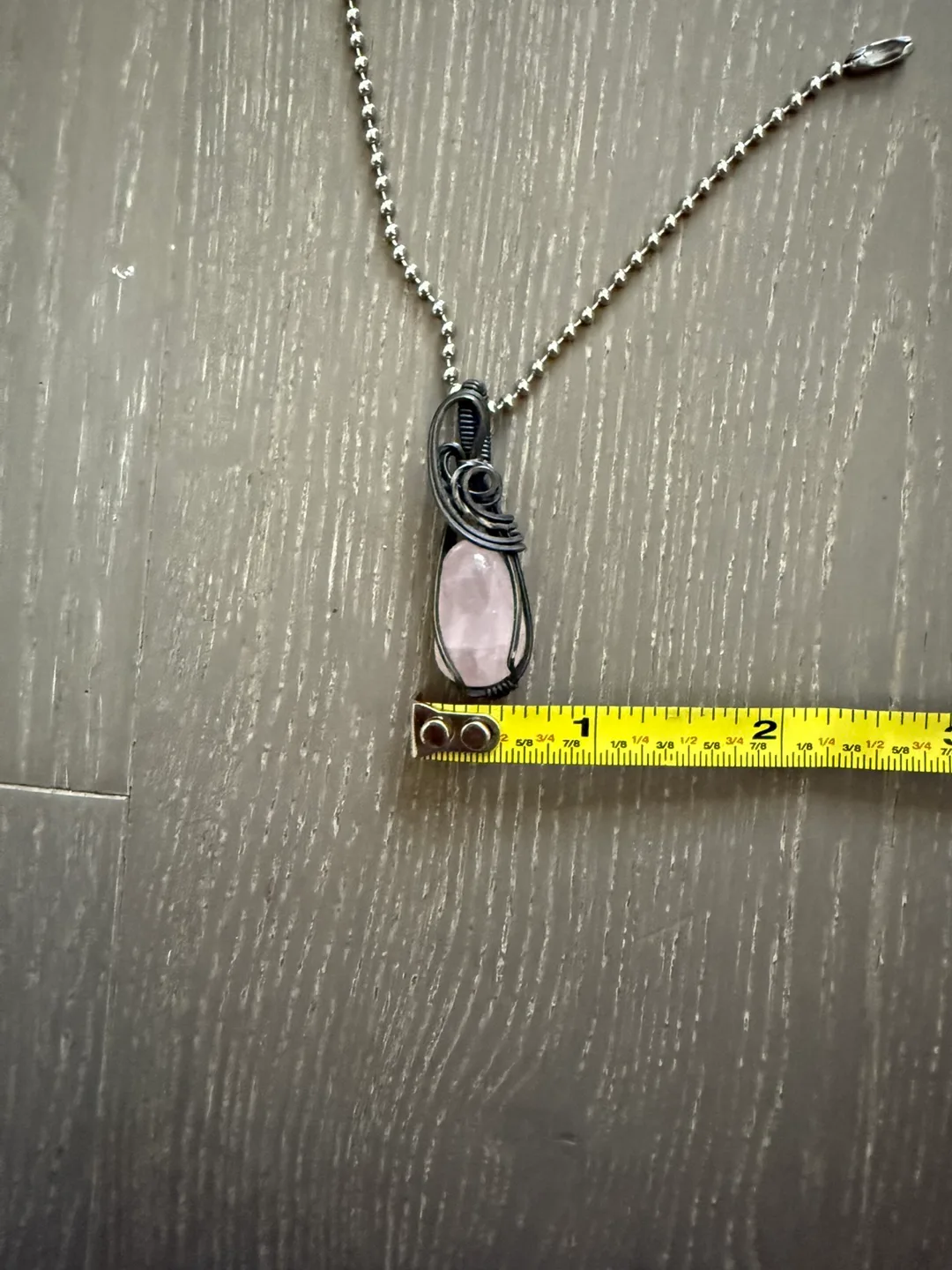 Rose Quartz Wire Wrapped Pendant Necklace image indicator(5)