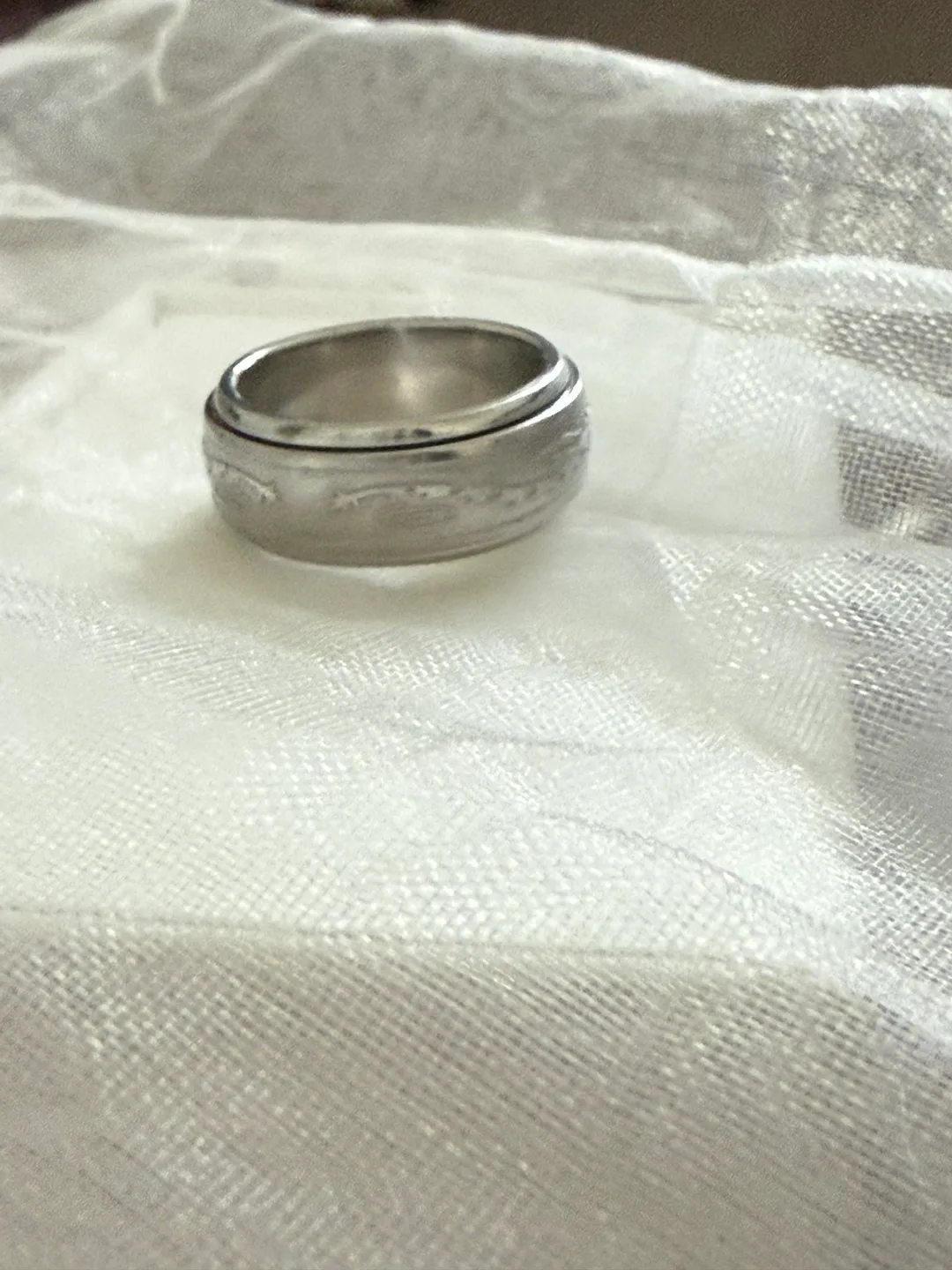 Spinning Band Ring, Silver Metal, 2 Dragons Sun Design image indicator(2)