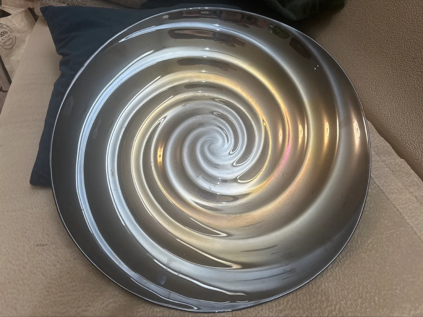 Large Decorative Glass Platter - Swirl Design 💚 thumbnail