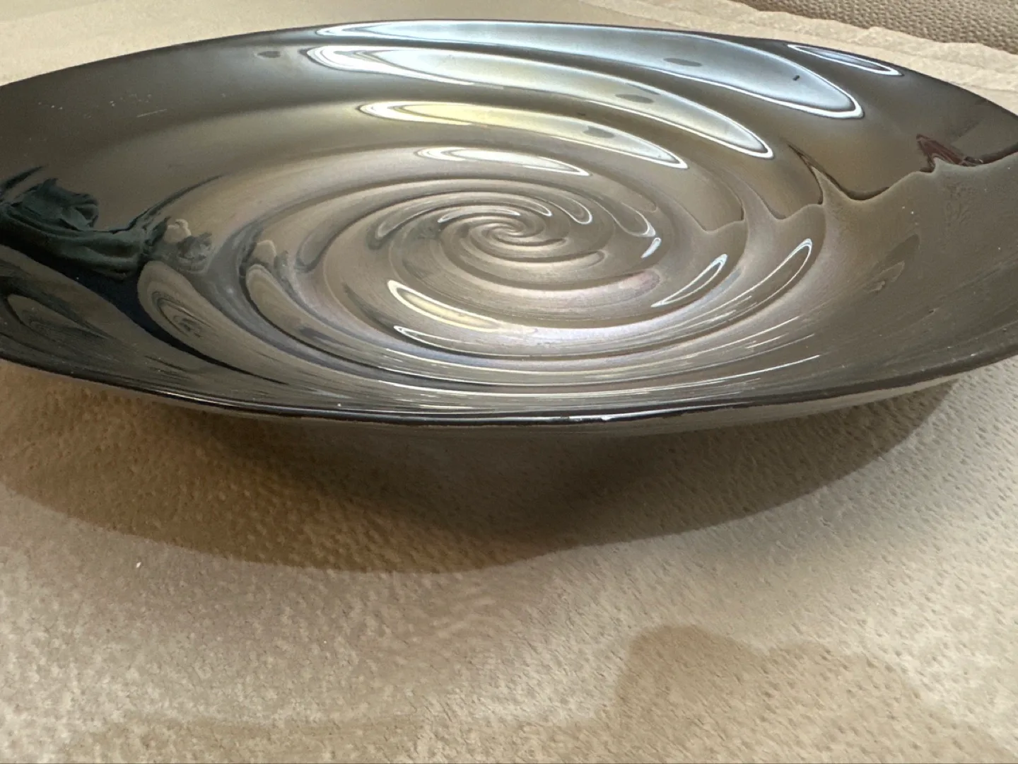 Large Decorative Glass Platter - Swirl Design 💚 image indicator(3)