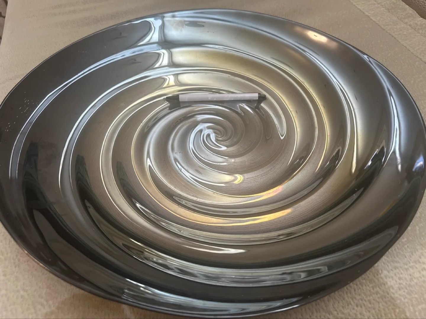 Large Decorative Glass Platter - Swirl Design 💚 image indicator(4)