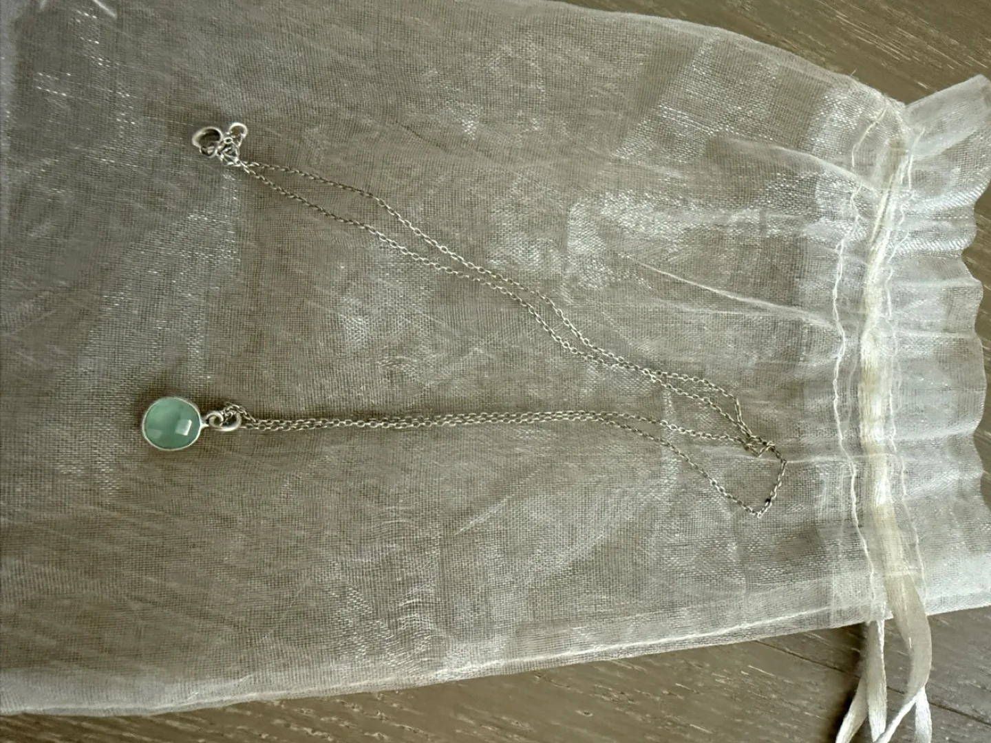 Sterling Silver Necklace with Light Blue Chalcedony Pendant thumbnail