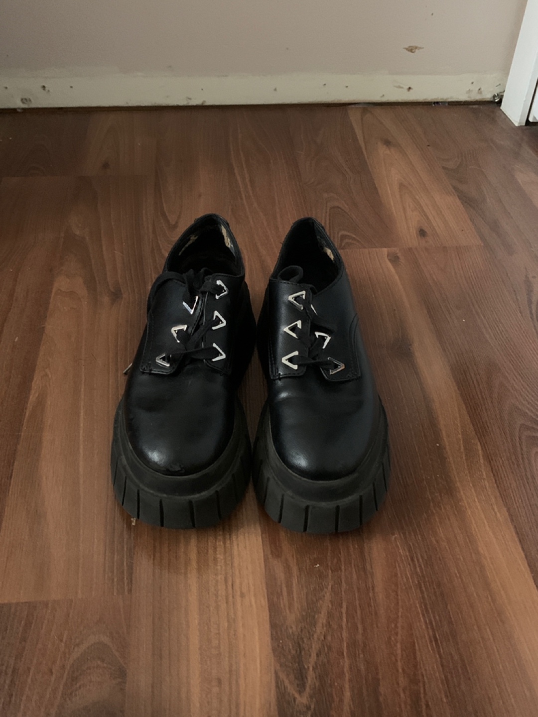 Black Platform Oxfords