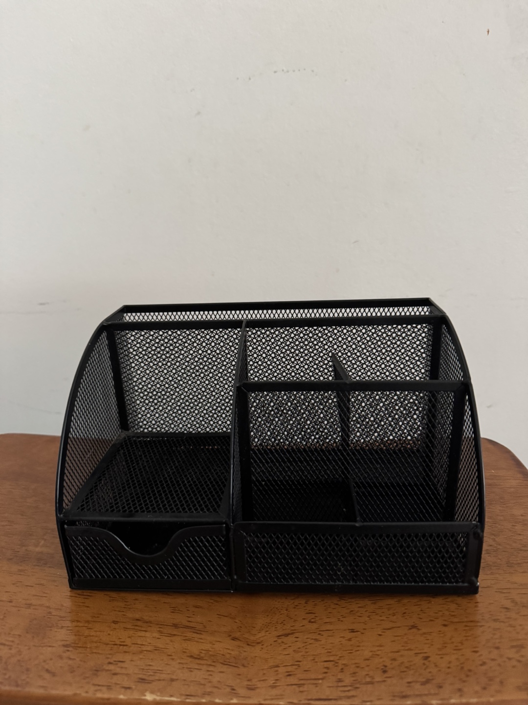 Black Metal Mesh Desk Organizer with Drawer