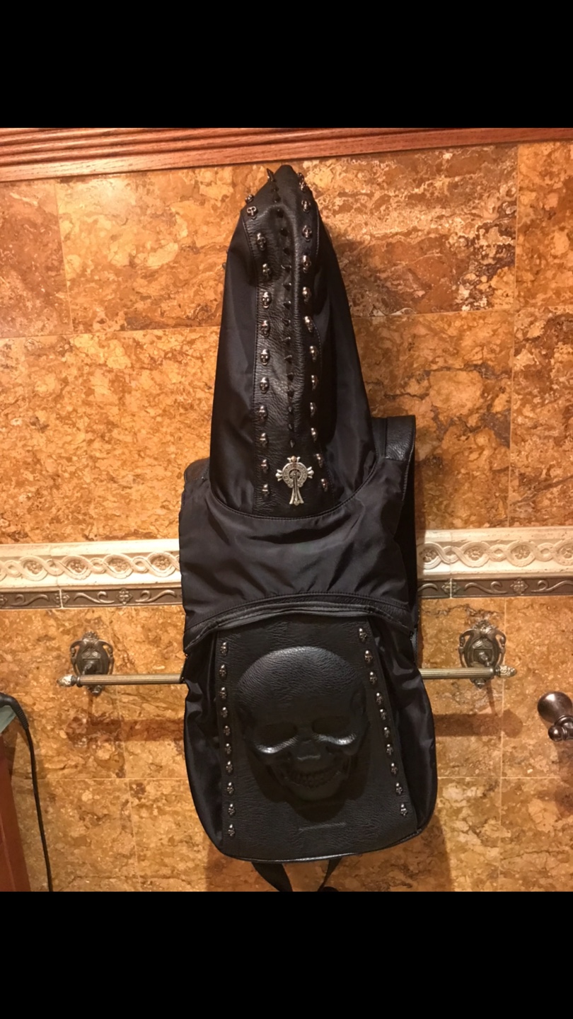 Chrome Hearts Black Leather  Backpack with Hood - photo 2