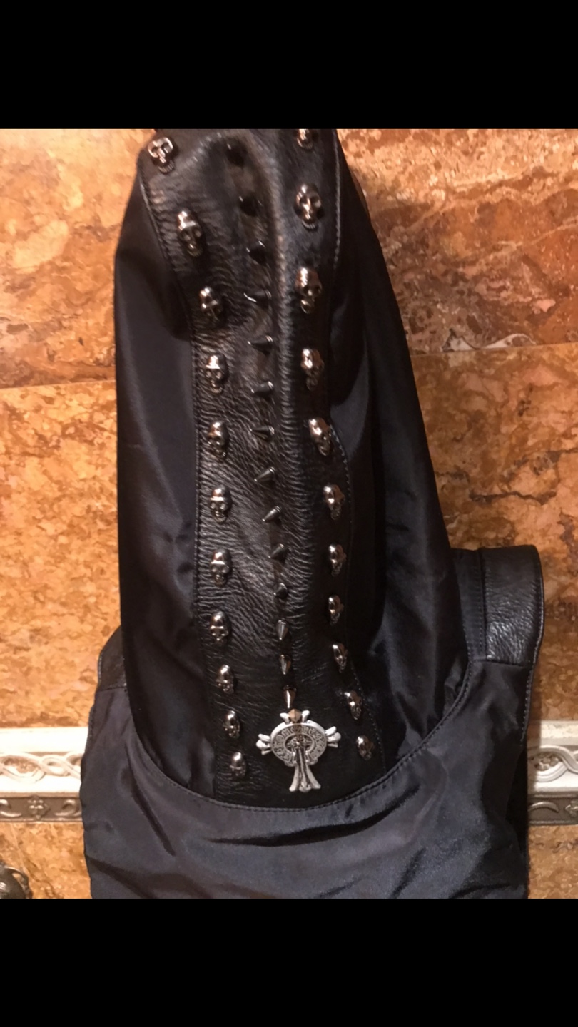 Chrome Hearts Black Leather  Backpack with Hood - photo 3