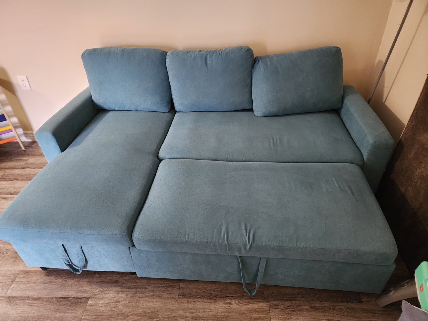 Teal Sectional Sofa Bed with Storage - photo 2