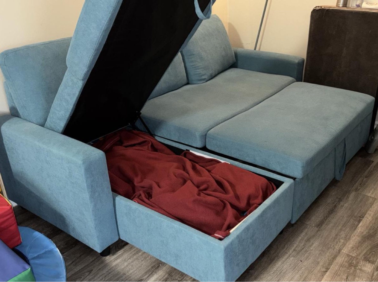 Teal Sectional Sofa Bed with Storage - photo 5