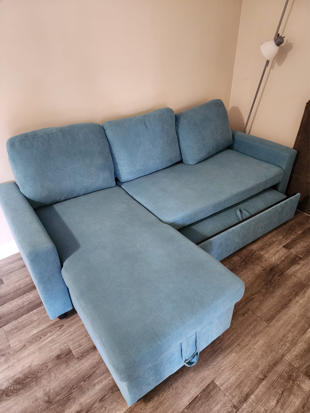 Teal Sectional Sofa Bed with Storage - photo 4