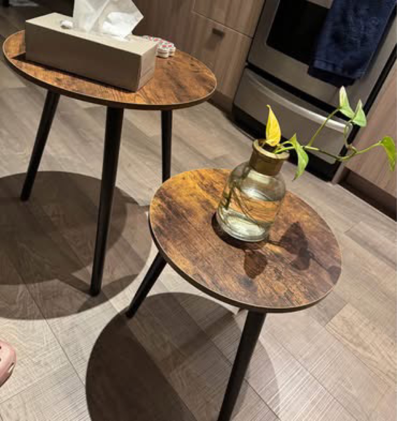 Set of 2 Nesting Side Tables, Rustic Brown - photo 2