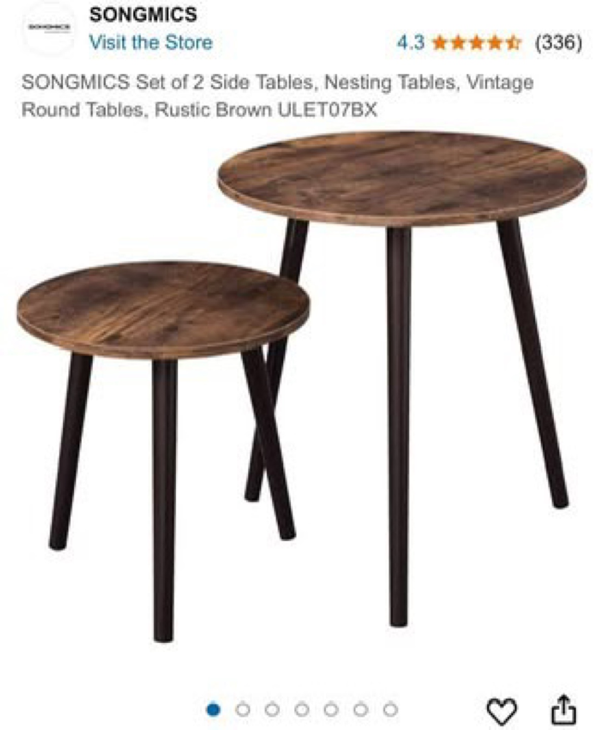 Set of 2 Nesting Side Tables, Rustic Brown - photo 5