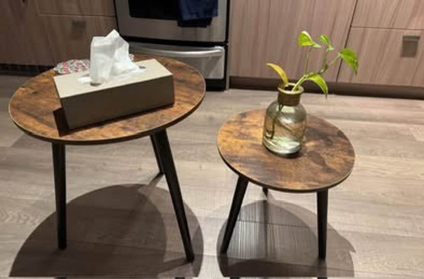 Set of 2 Nesting Side Tables, Rustic Brown