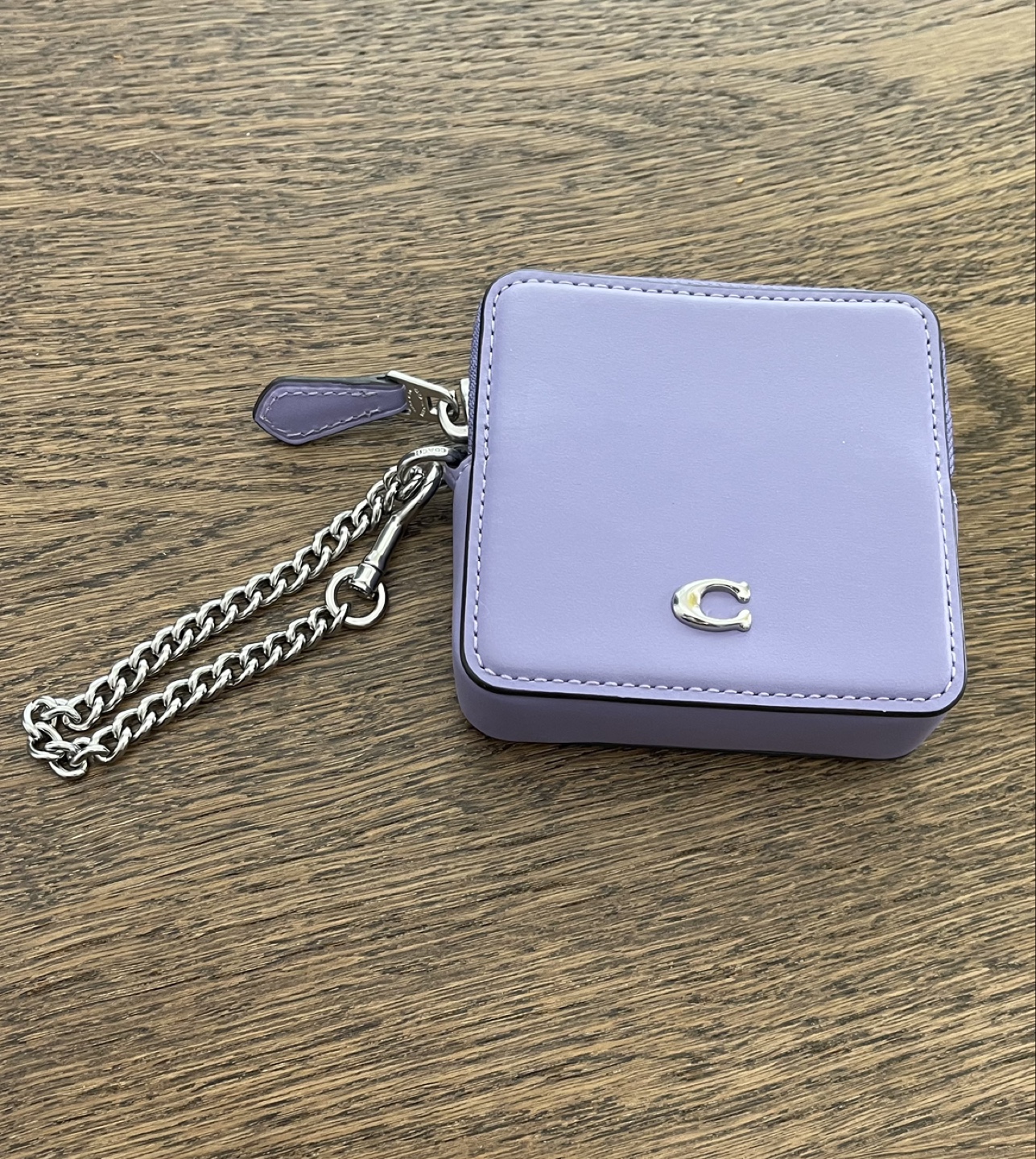 Coach Purple Mini Zip Wallet with Chain