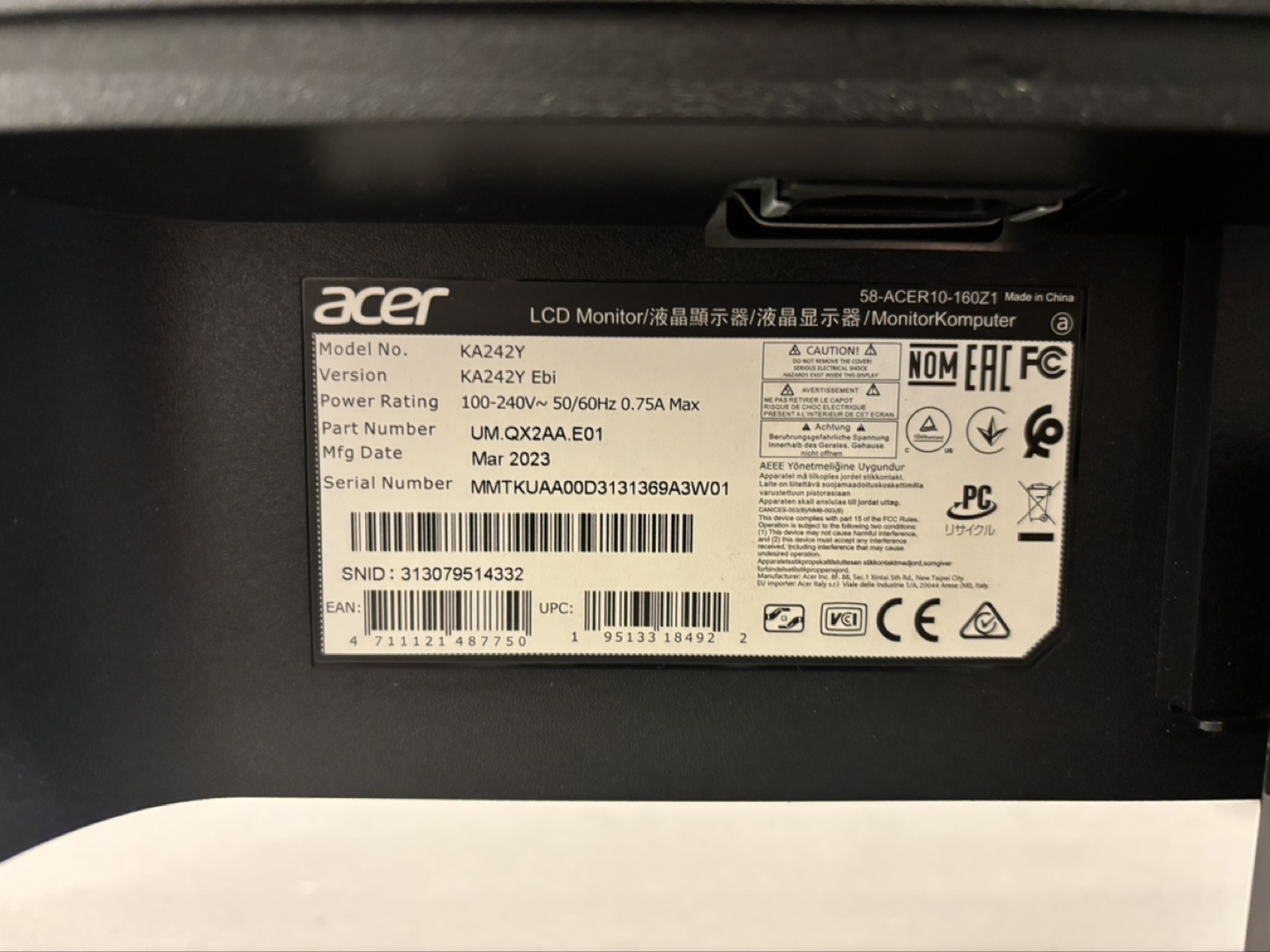 Acer KA242Y 24" LCD Monitor - photo 3