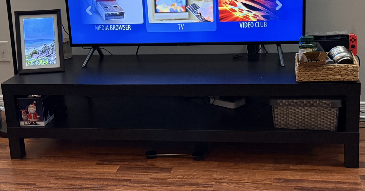 IKEA Black TV Stand with Shelf - photo 2
