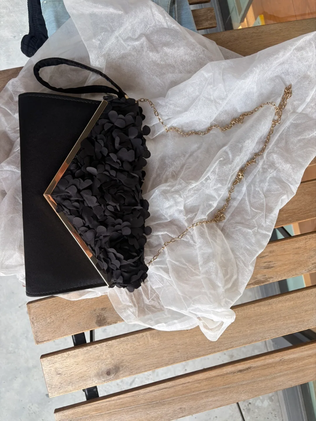 Black Flower Detail Clutch thumbnail
