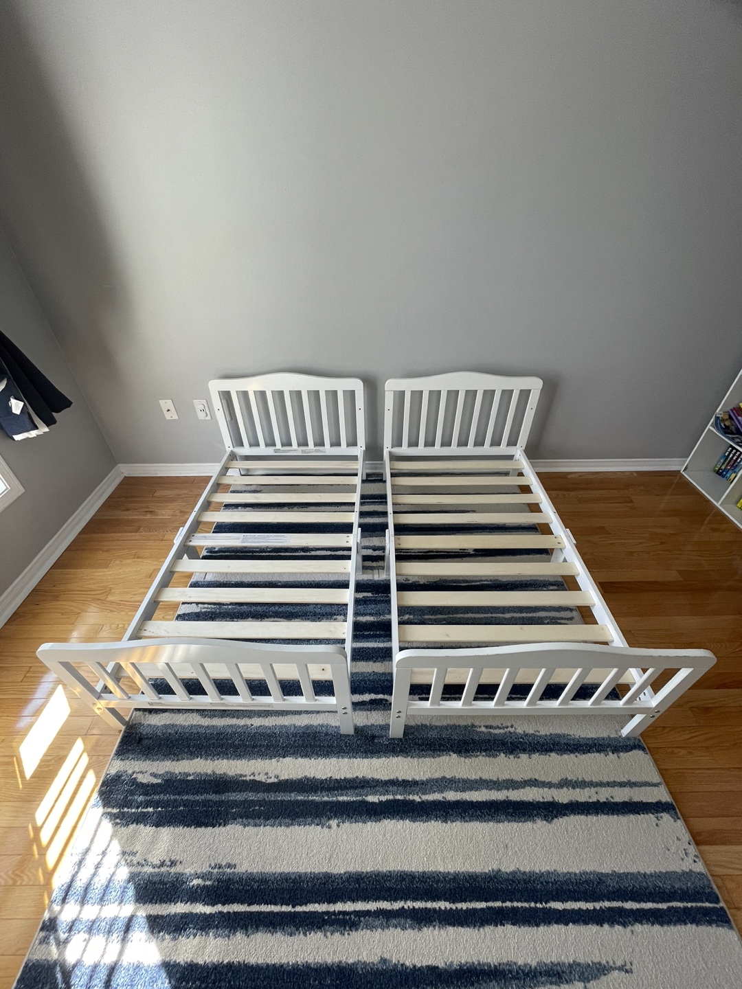 White Toddler Beds with Guardrails (Set of 2)