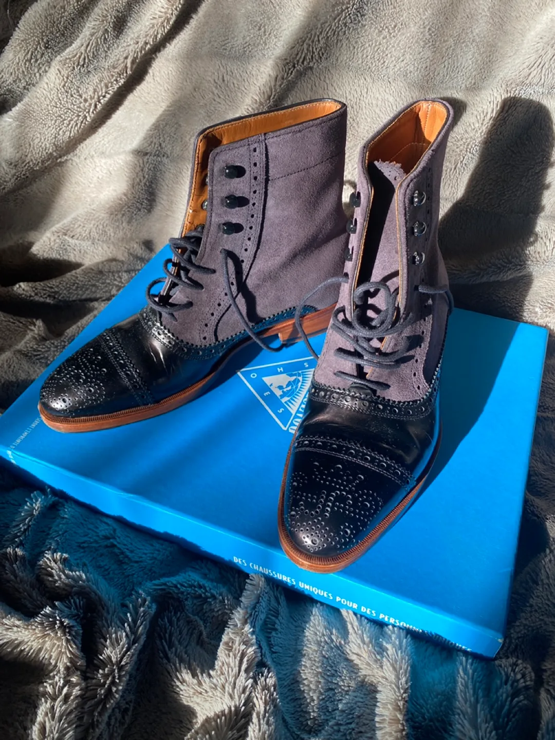 John Fluevog Hartford Boots - Size 7.5 - Violet thumbnail
