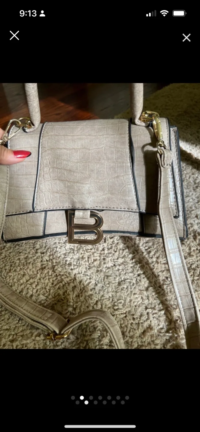 Beige Crocodile-Embossed Handbag image indicator(2)