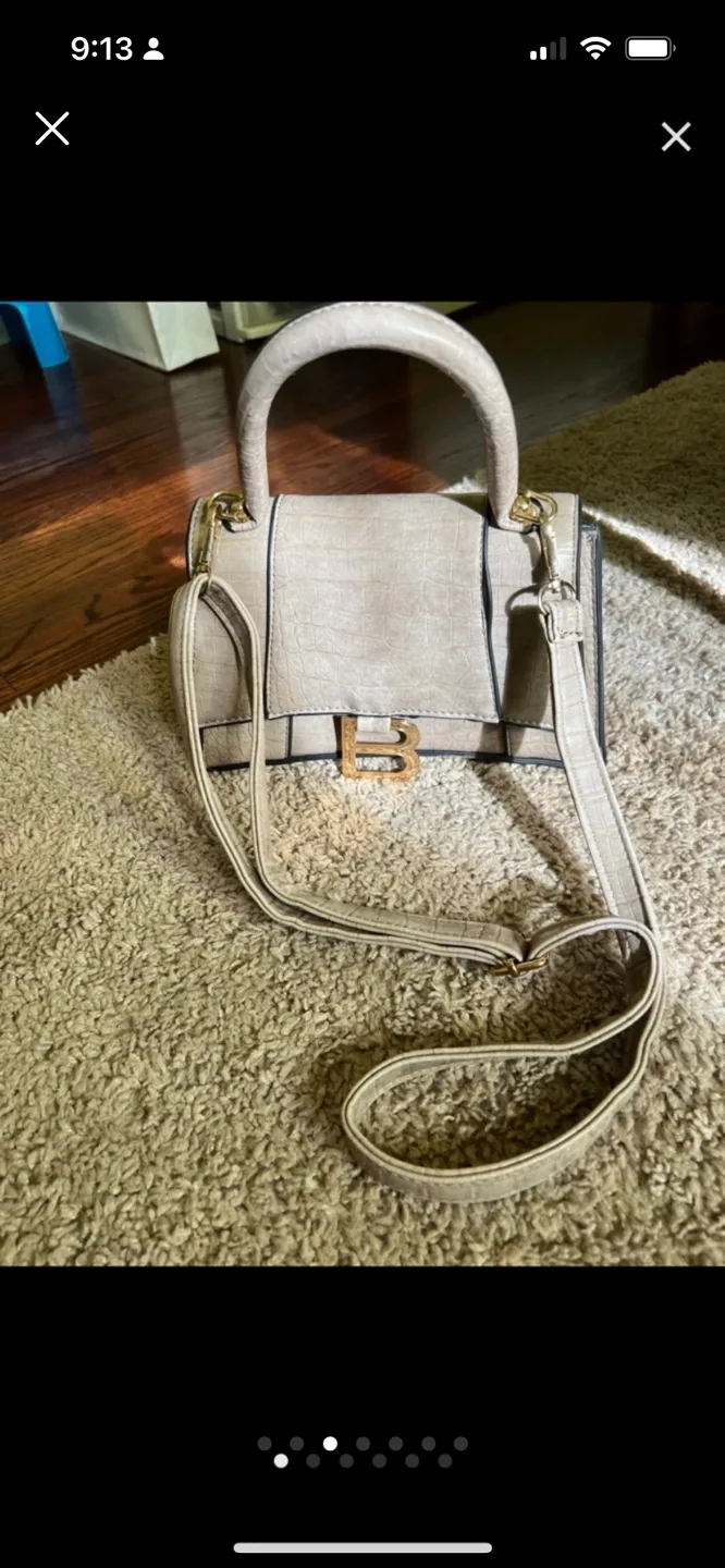 Beige Crocodile-Embossed Handbag image indicator(3)
