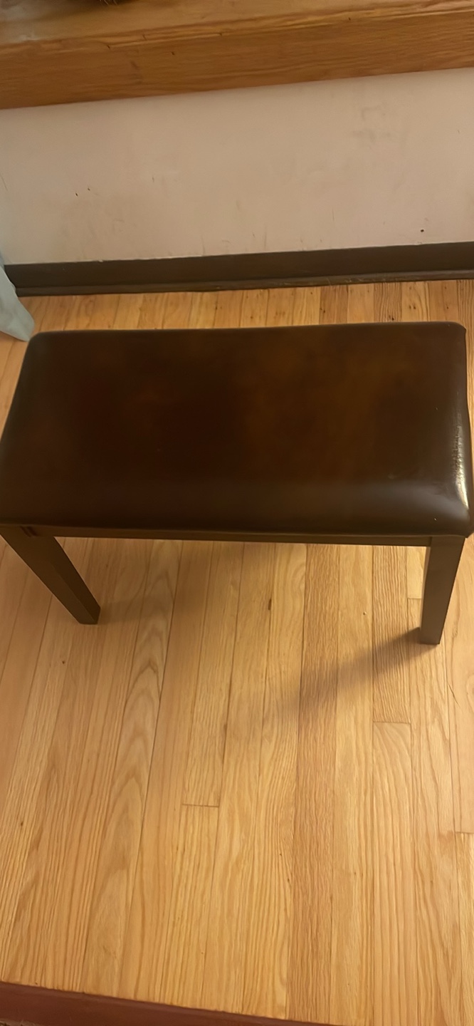 Dark Brown Wood Bench with Vinyl Seat - photo 2