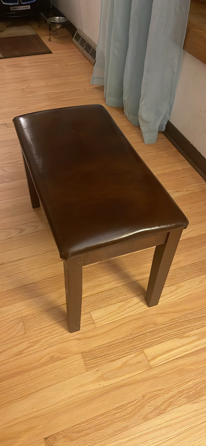 Dark Brown Wood Bench with Vinyl Seat - photo 3
