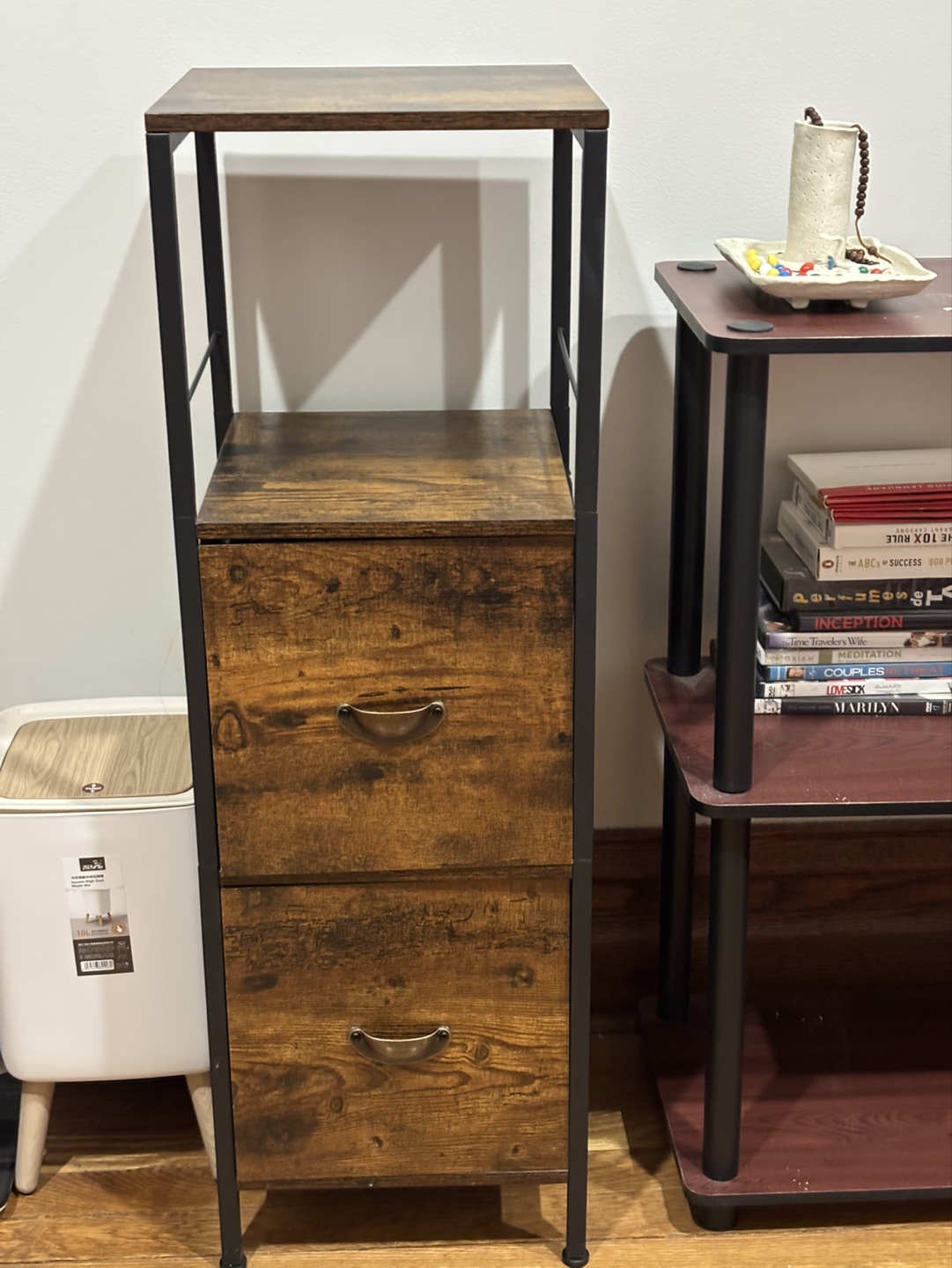 Rustic 2-Drawer Storage Cabinet with Top Shelf