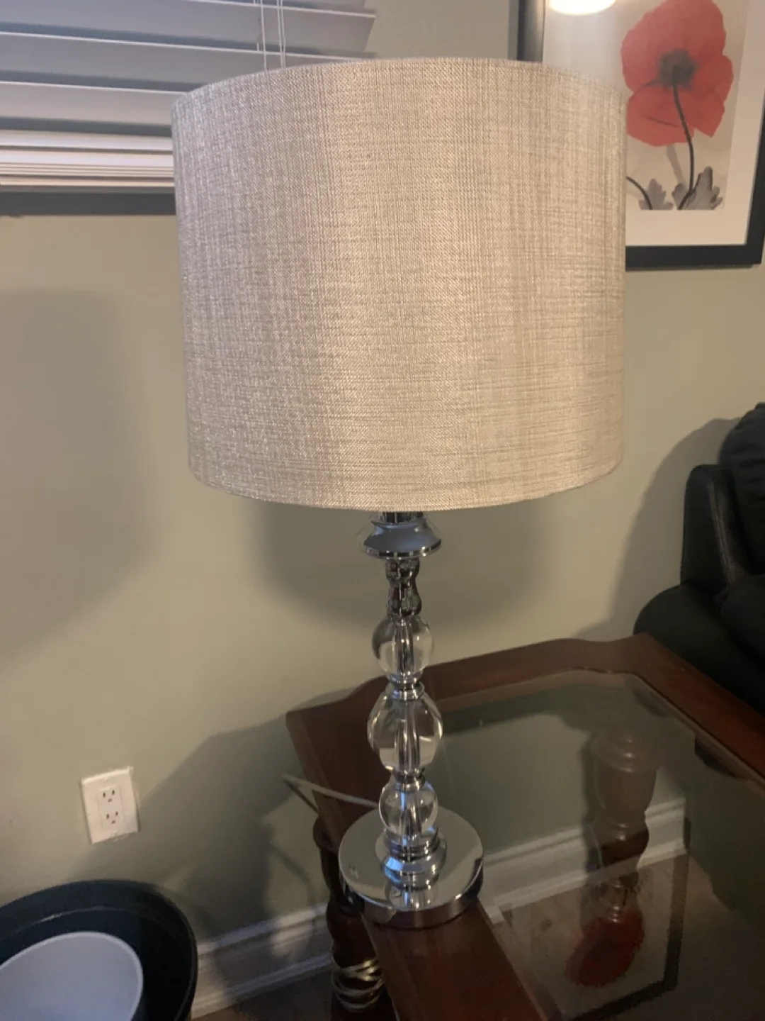 Elegant Chrome and Crystal Table Lamp with Shade thumbnail